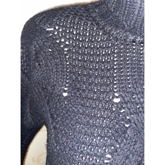 Ladies Small Ann Taylor Black 100% Cashmere Cable Chunky Sweater - Picture 3 of 4